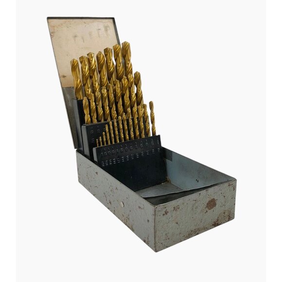 Craftsman 29 Piece Gold Oxide HSS Drill Bit Set Metal Case 1/16" - 1/2" Every 64 - Picture 2 of 10